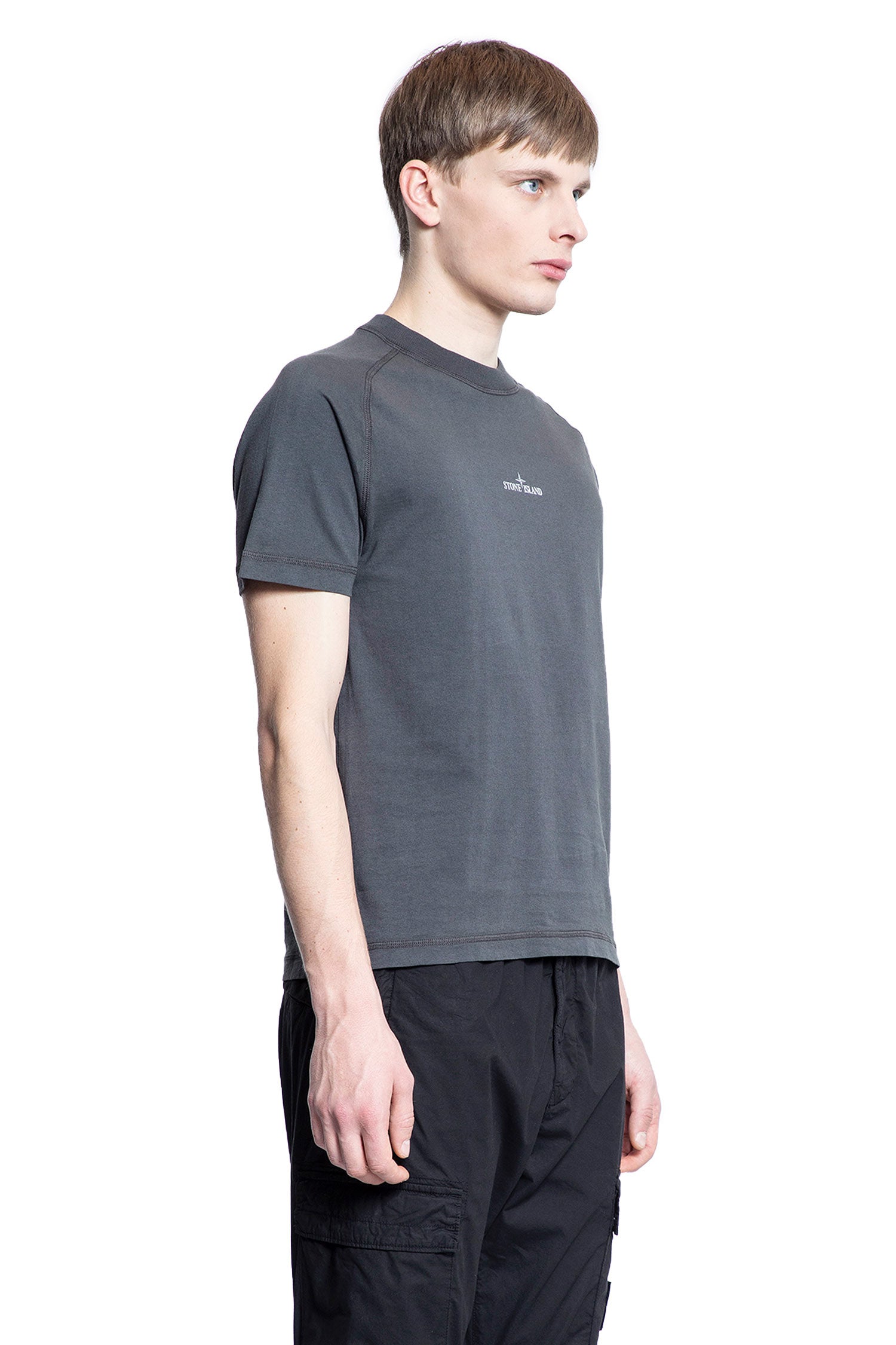 STONE ISLAND MAN GREY T-SHIRTS & TANK TOPS