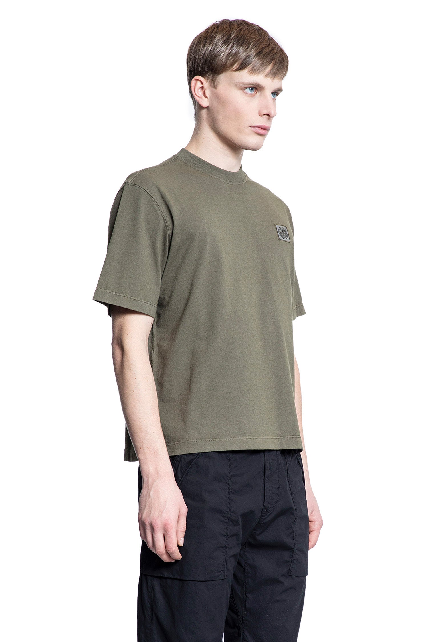 STONE ISLAND MAN GREEN T-SHIRTS & TANK TOPS