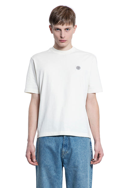 STONE ISLAND MAN WHITE T-SHIRTS & TANK TOPS