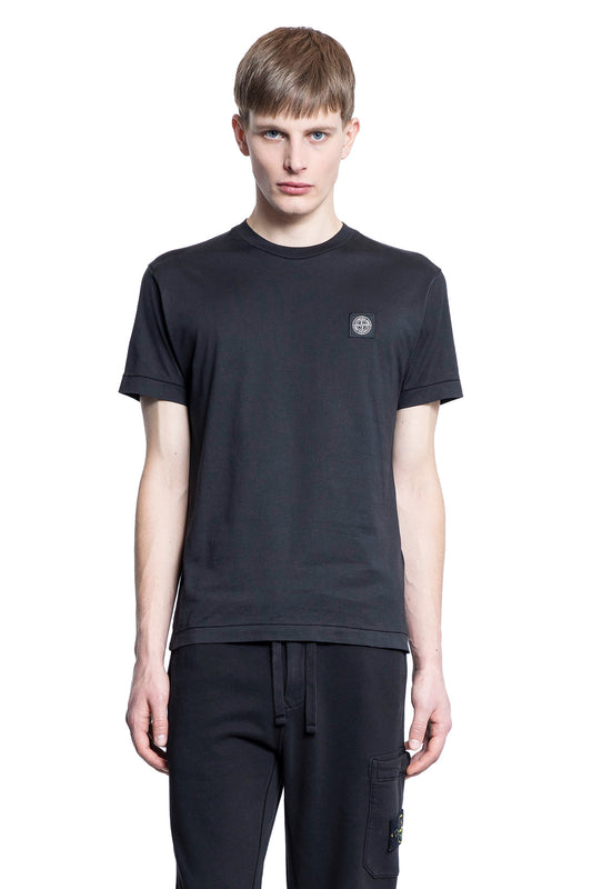 STONE ISLAND MAN BLACK T-SHIRTS & TANK TOPS