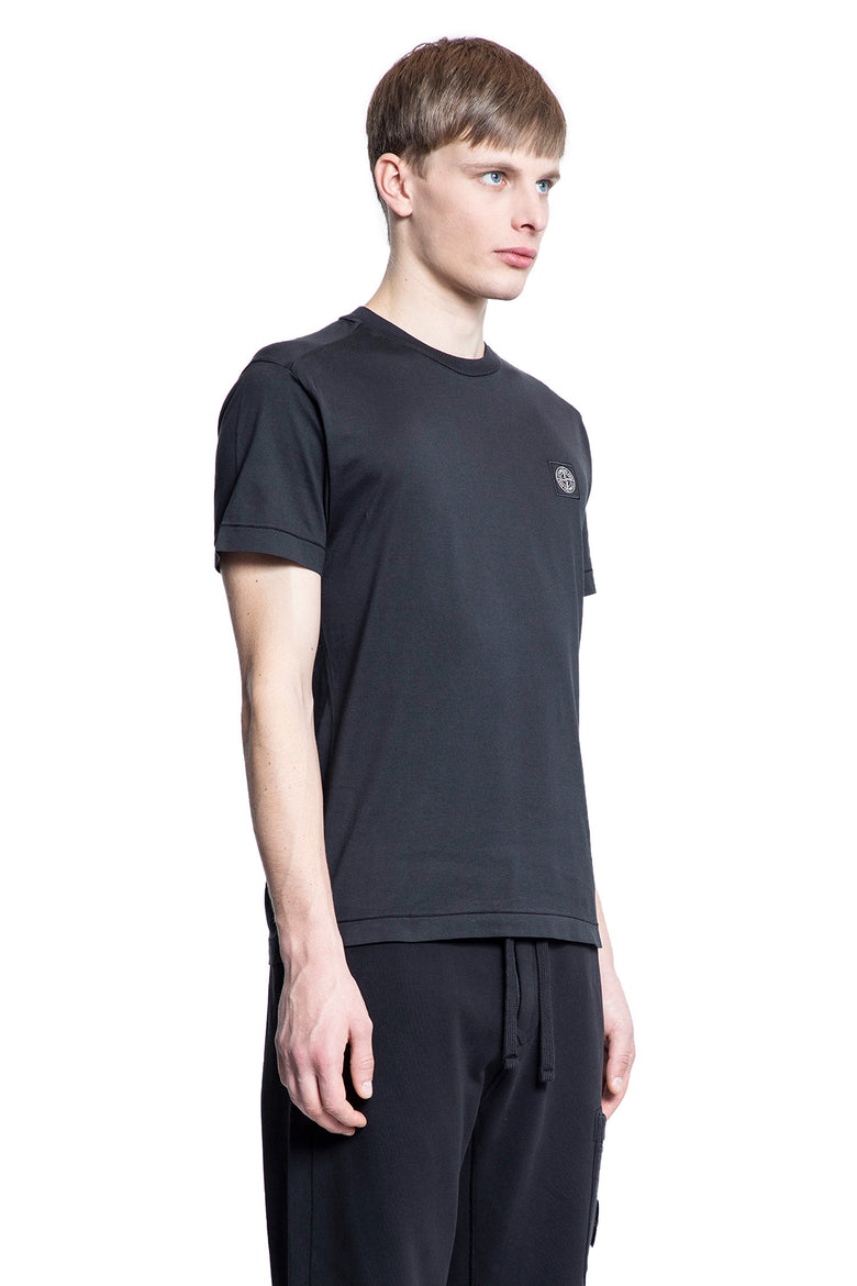 STONE ISLAND MAN BLACK T-SHIRTS & TANK TOPS