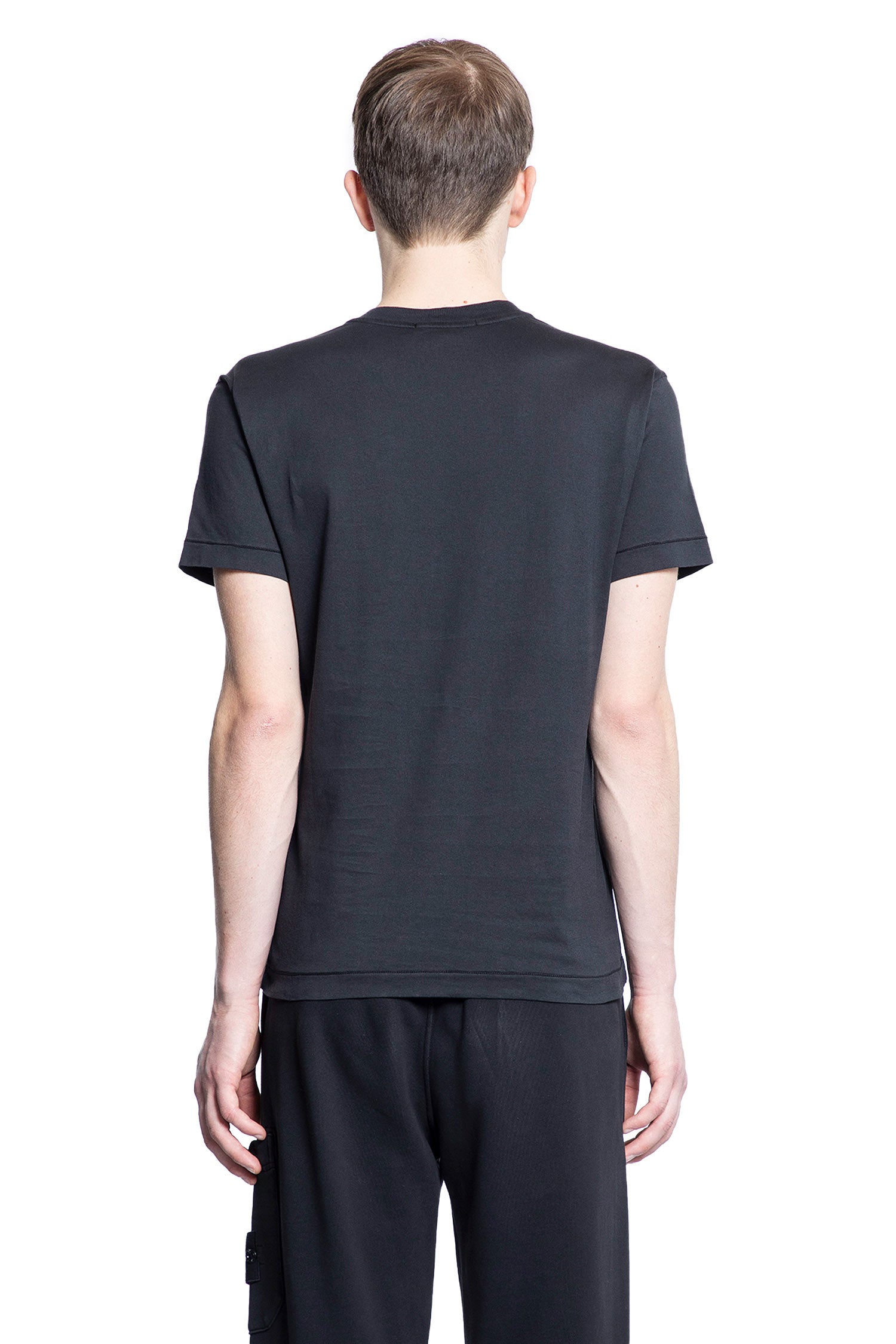 STONE ISLAND MAN BLACK T-SHIRTS & TANK TOPS