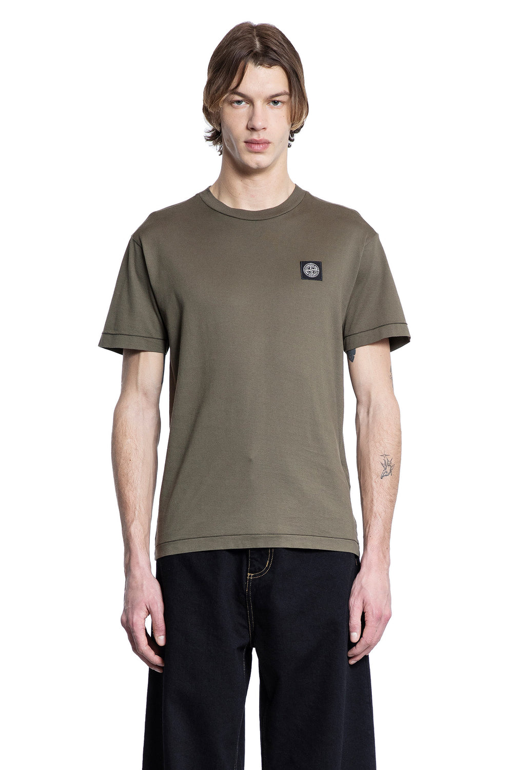 STONE ISLAND MAN GREEN T-SHIRTS & TANK TOPS