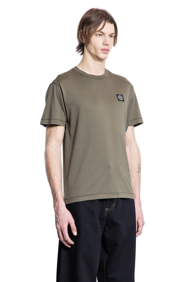 STONE ISLAND MAN GREEN T-SHIRTS & TANK TOPS