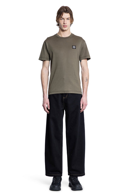 STONE ISLAND MAN GREEN T-SHIRTS & TANK TOPS