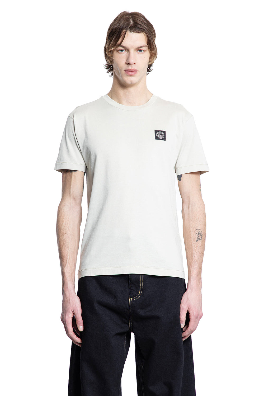 STONE ISLAND MAN OFF-WHITE T-SHIRTS & TANK TOPS