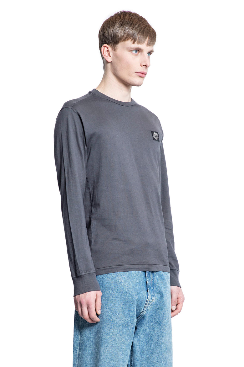 STONE ISLAND MAN GREY T-SHIRTS & TANK TOPS