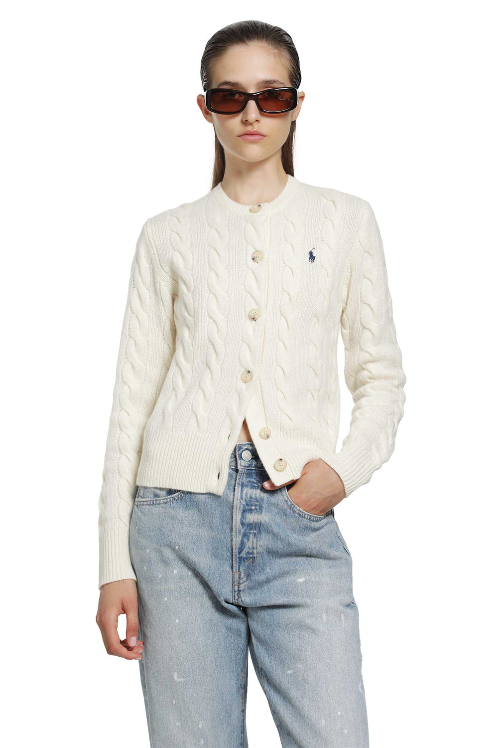 POLO RALPH LAUREN Cable-Knit Wool-Cashmere Cardigan woman