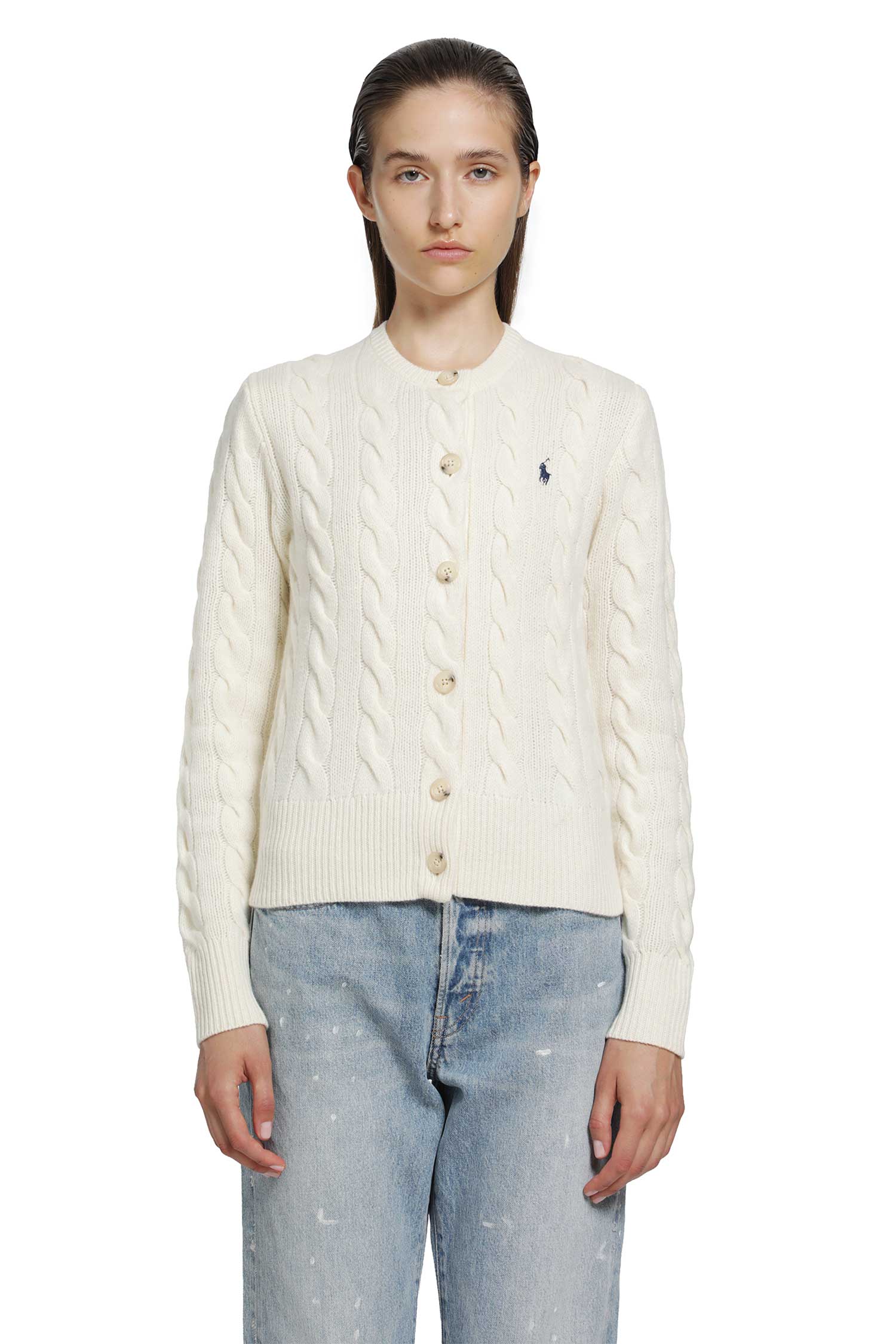 POLO RALPH LAUREN Cable-Knit Wool-Cashmere Cardigan woman