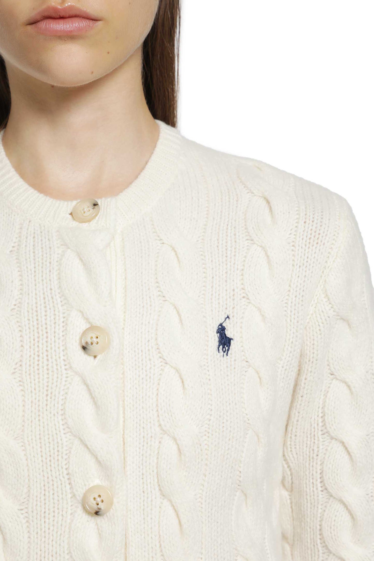 POLO RALPH LAUREN Cable-Knit Wool-Cashmere Cardigan woman