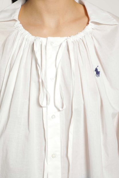 Tie-Neck Cotton Poplin Top