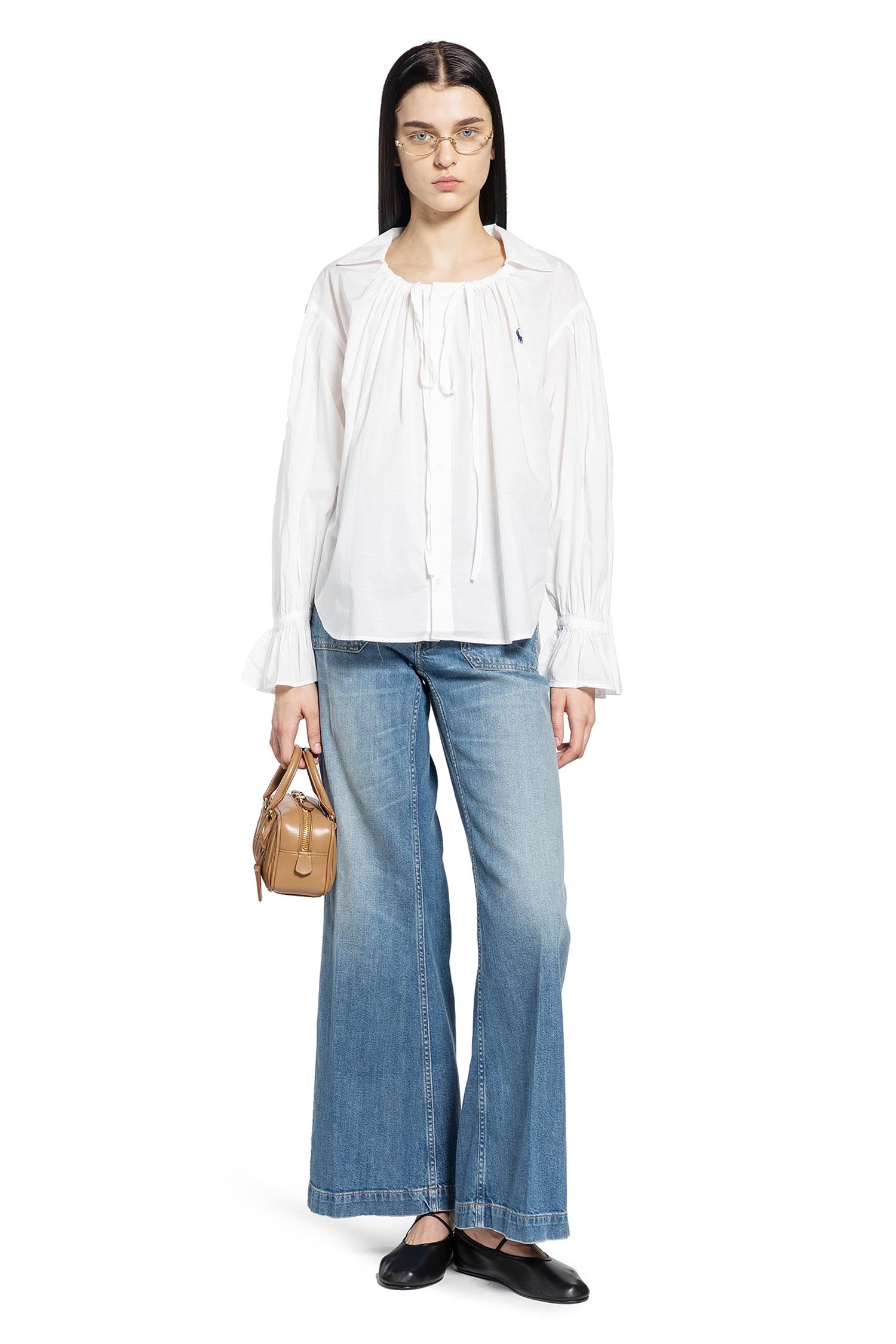 Tie-Neck Cotton Poplin Top