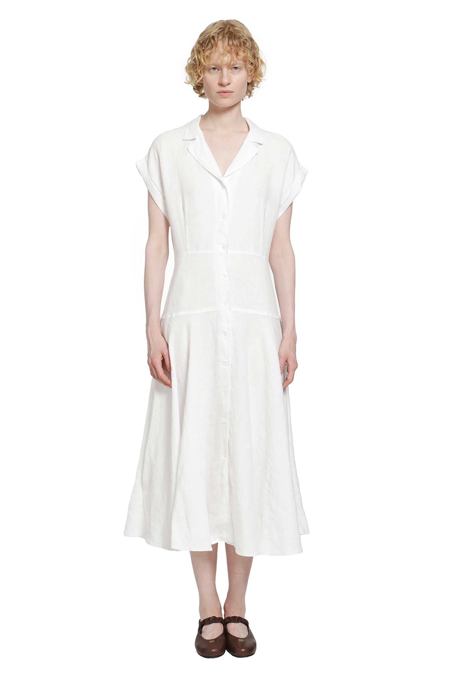Linen Cap Sleeve Shirt Dress