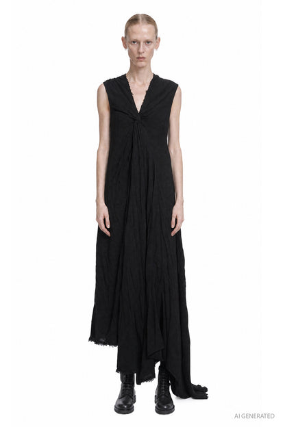 Viscose Wool Knotted Dress