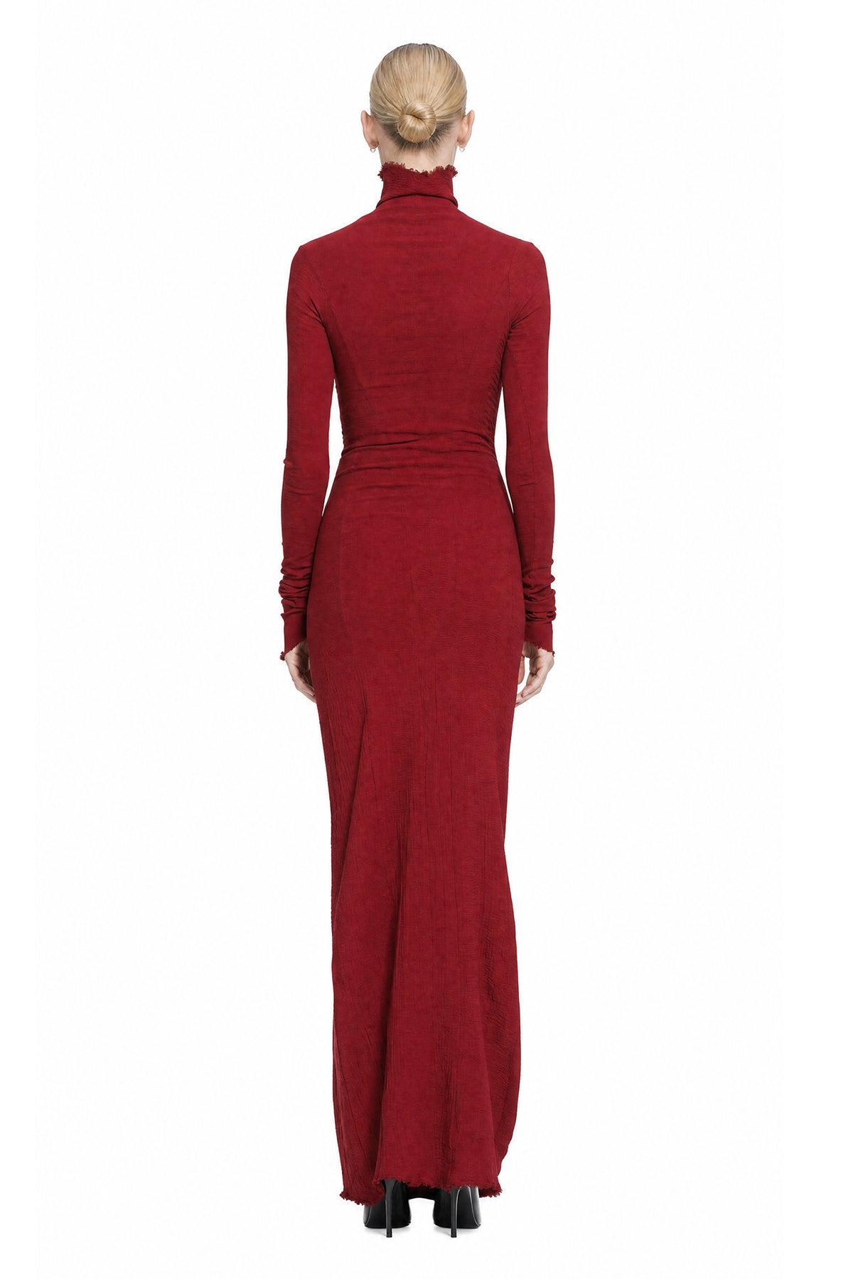 Turtleneck Nylon Silk Long Dress