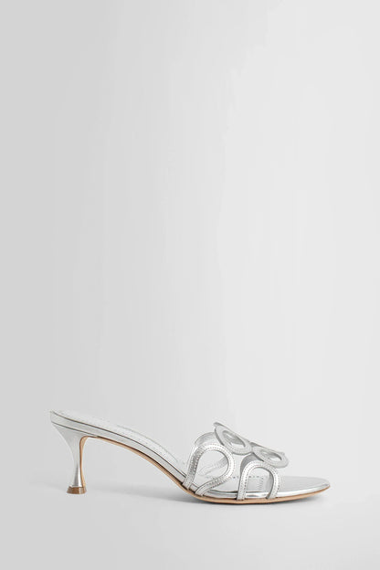 MANOLO BLAHNIK WOMAN SILVER SANDALS & SLIDES - Antonioli.eu