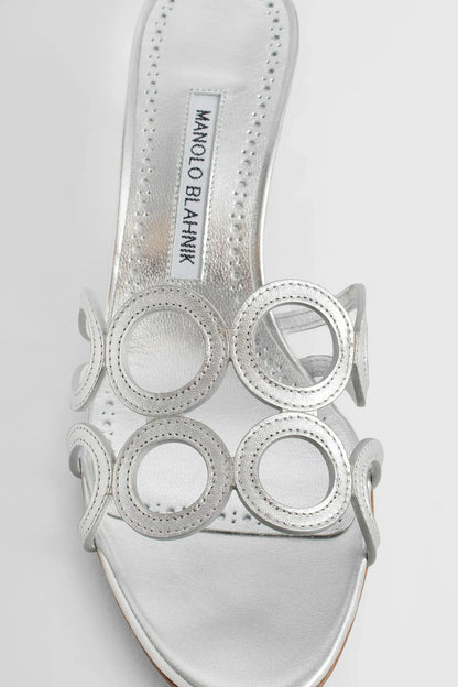 MANOLO BLAHNIK WOMAN SILVER SANDALS & SLIDES - Antonioli.eu