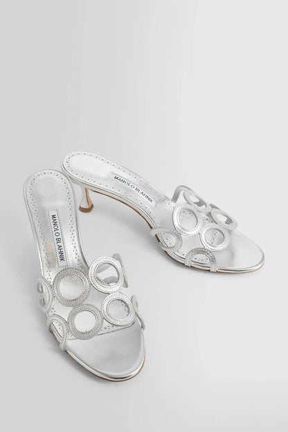 MANOLO BLAHNIK WOMAN SILVER SANDALS & SLIDES - Antonioli.eu