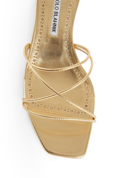 MANOLO BLAHNIK WOMAN GOLD SANDALS