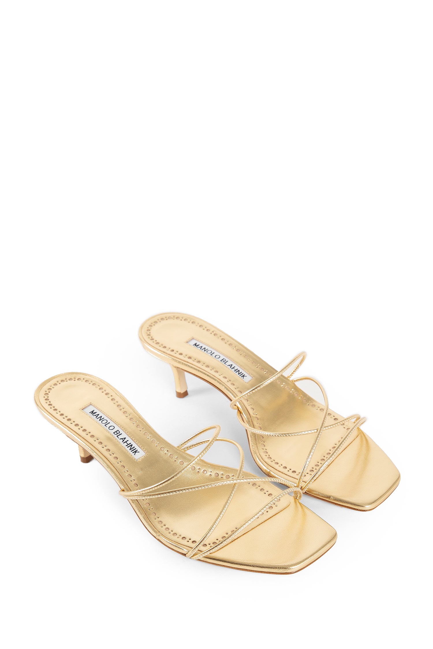 MANOLO BLAHNIK WOMAN GOLD MULES