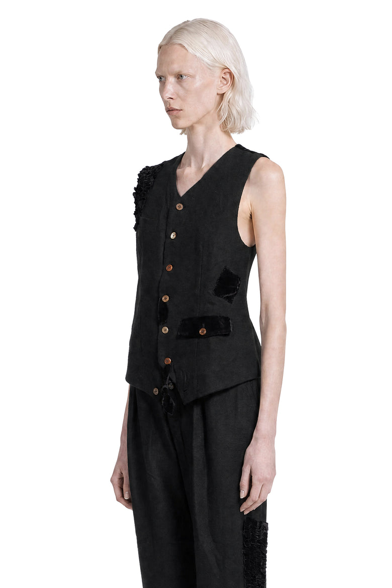 ALEKSANDR MANAMIS Mended Poets Wool Waistcoat woman