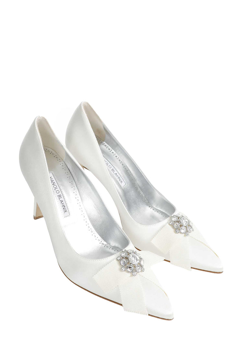 MANOLO BLAHNIK Apius Satin Jewel Embellished Pumps woman
