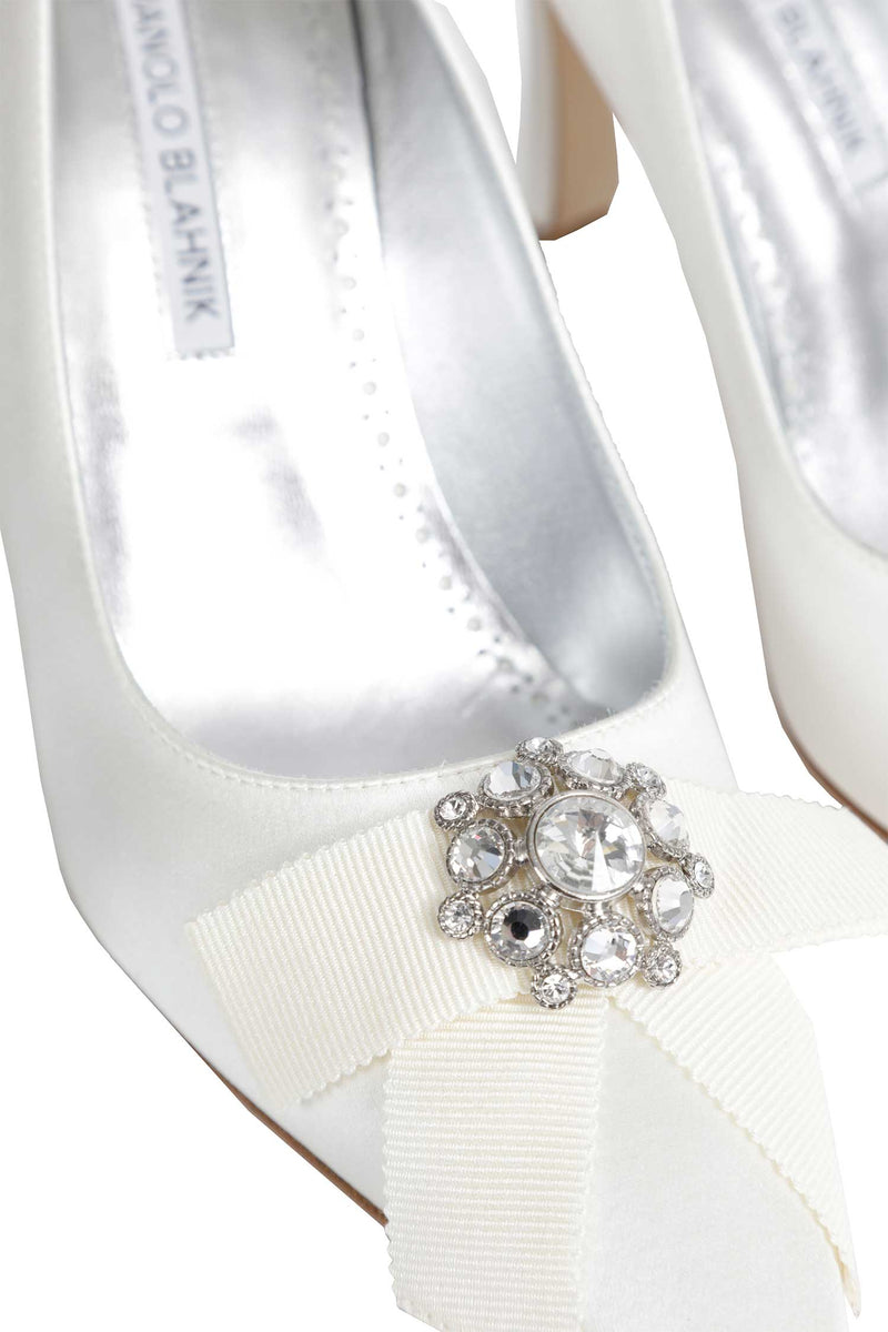MANOLO BLAHNIK Apius Satin Jewel Embellished Pumps woman
