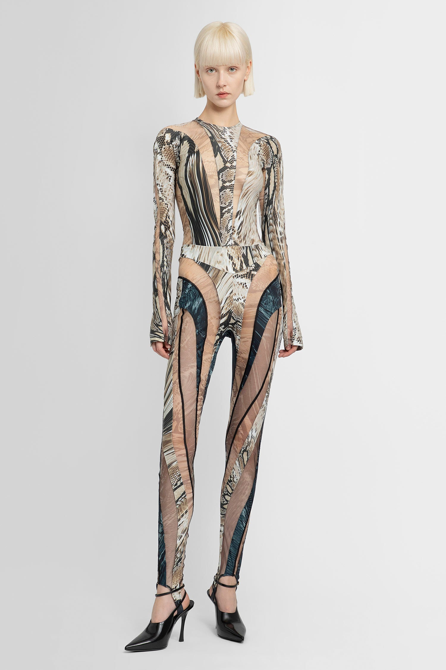 MUGLER WOMAN BEIGE BODYSUITS