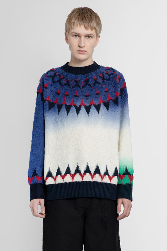 SACAI MAN BLUE KNITWEAR