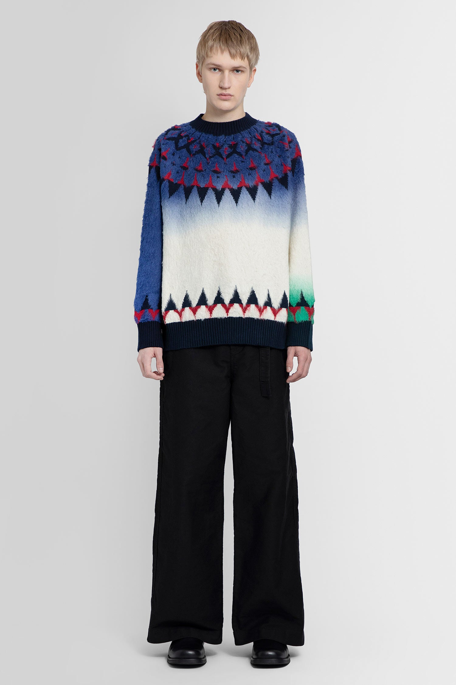 SACAI MAN BLUE KNITWEAR