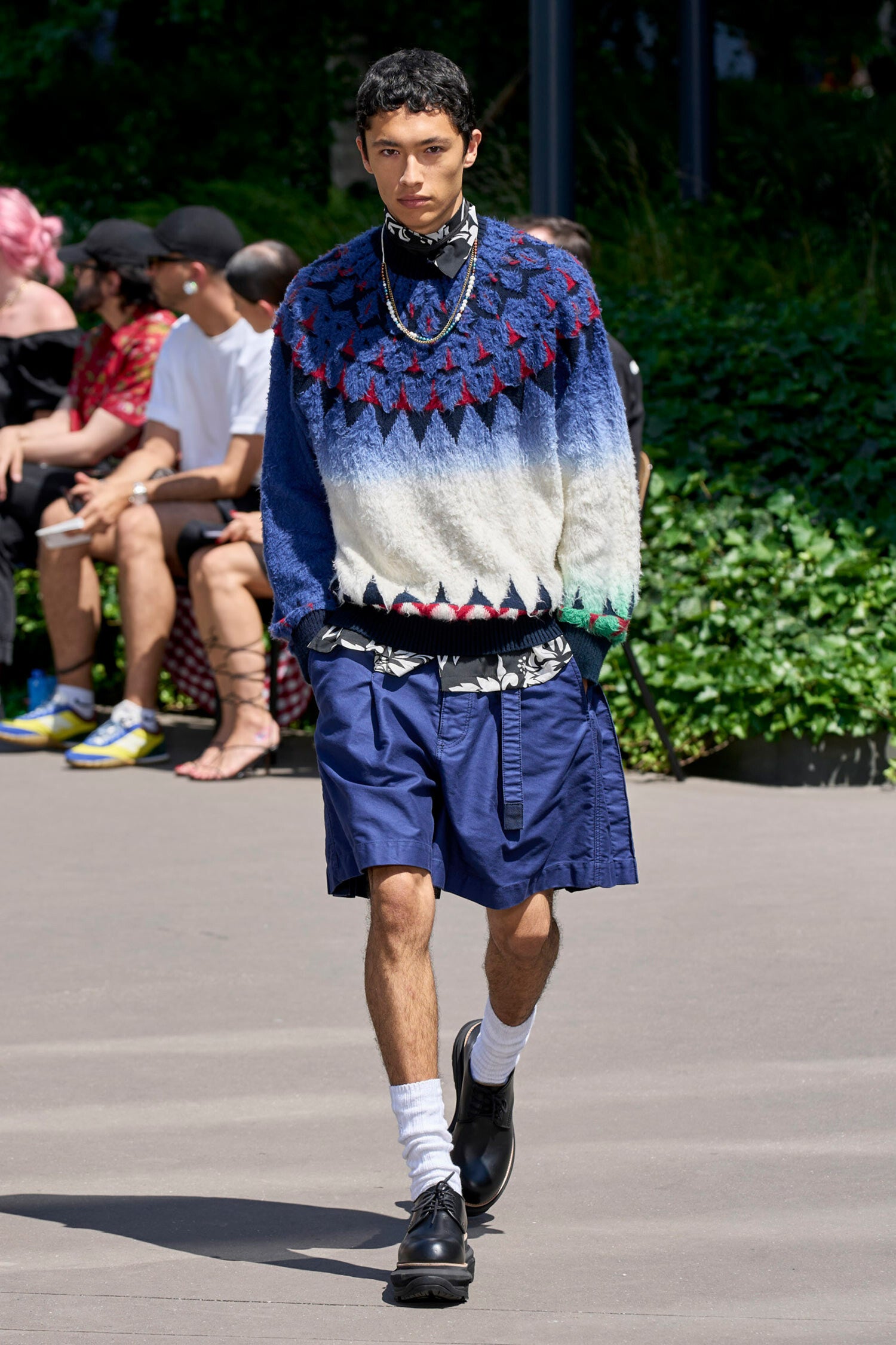 SACAI MAN BLUE KNITWEAR