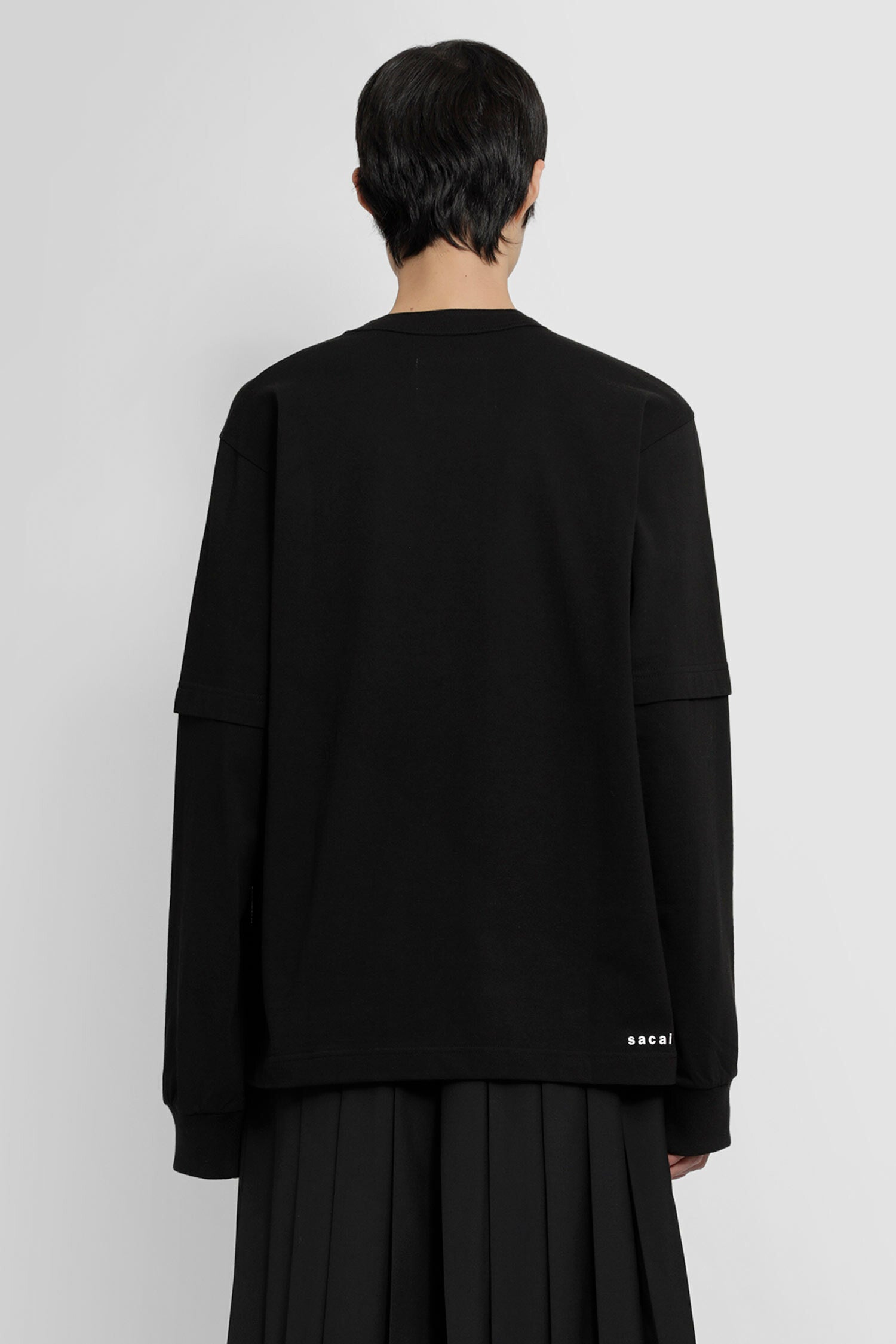 SACAI MAN BLACK T-SHIRTS & TANK TOPS