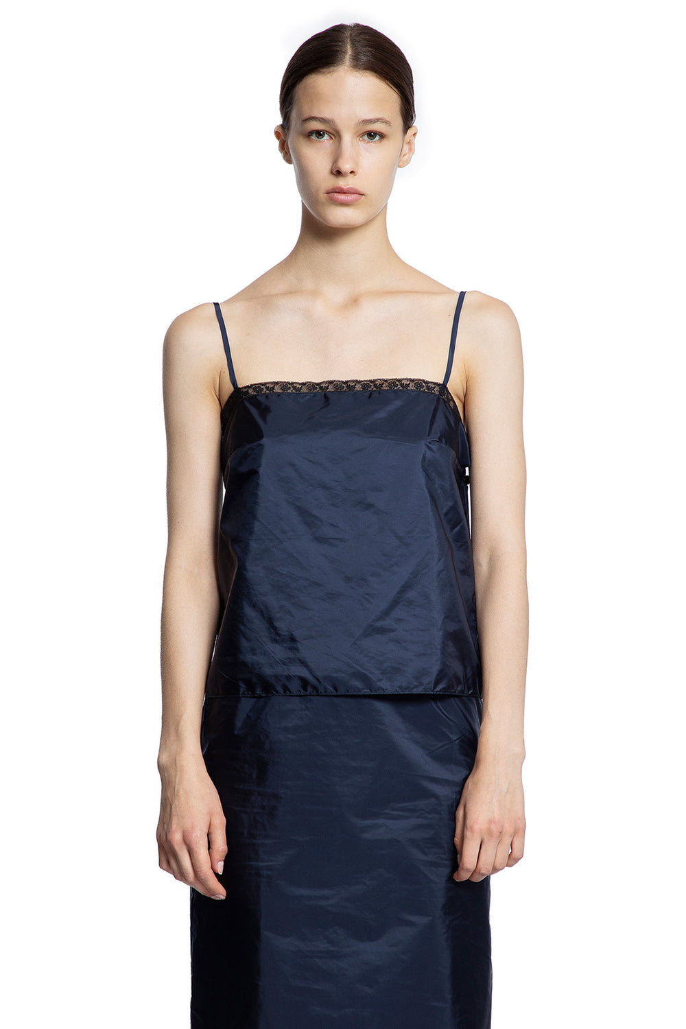 Re-Nylon Satin and Lace Top