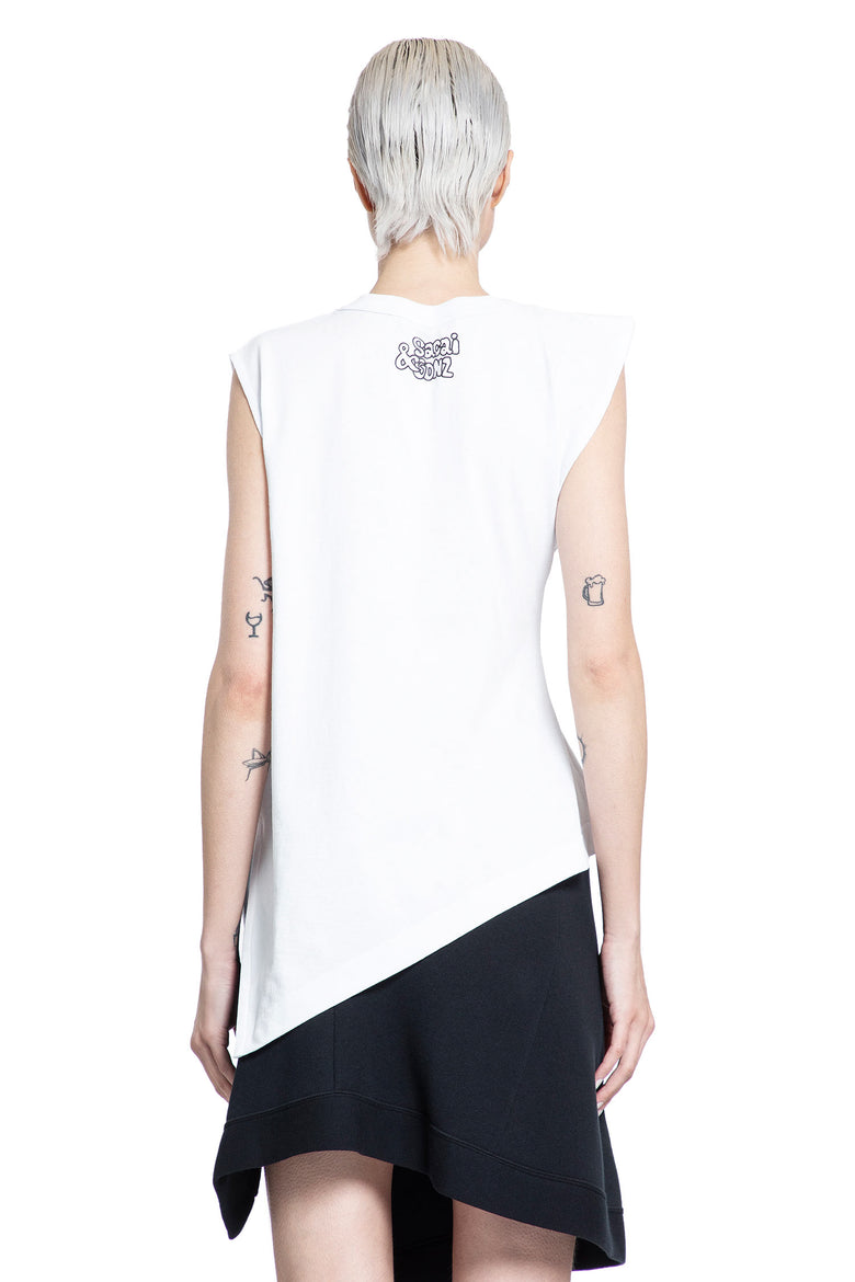 SACAI WOMAN WHITE T-SHIRTS & TANK TOPS