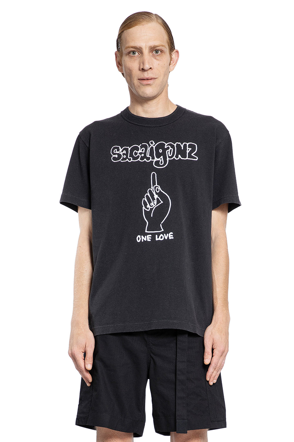 SACAI MAN BLACK T-SHIRTS & TANK TOPS