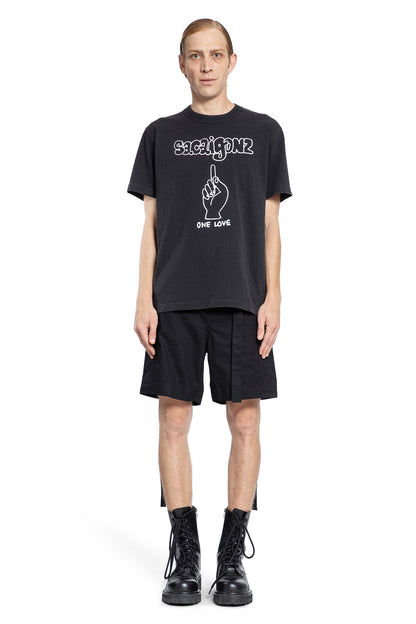 SACAI MAN BLACK T-SHIRTS & TANK TOPS