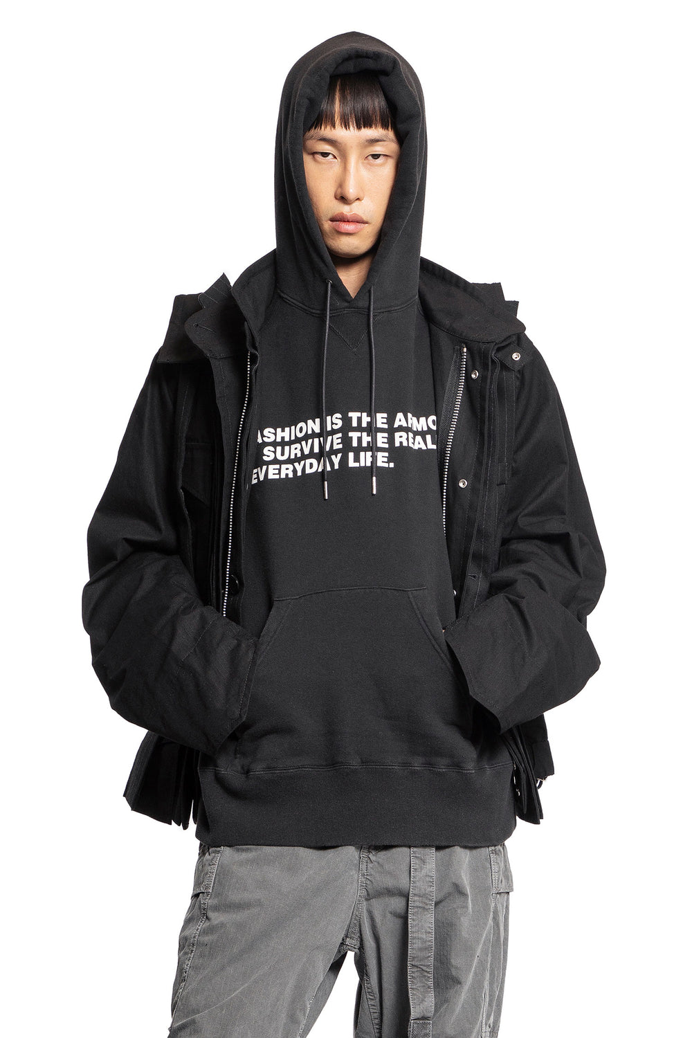 SACAI MAN BLACK SWEATSHIRTS