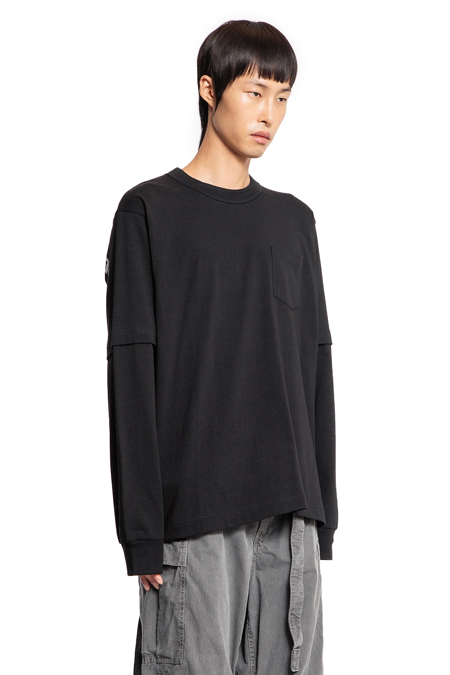 SACAI MAN BLACK T-SHIRTS & TANK TOPS