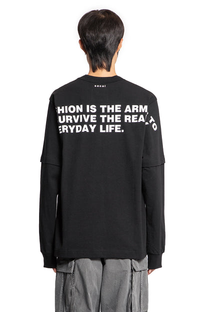 SACAI MAN BLACK T-SHIRTS & TANK TOPS