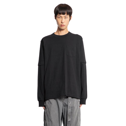 SACAI MAN BLACK T-SHIRTS & TANK TOPS