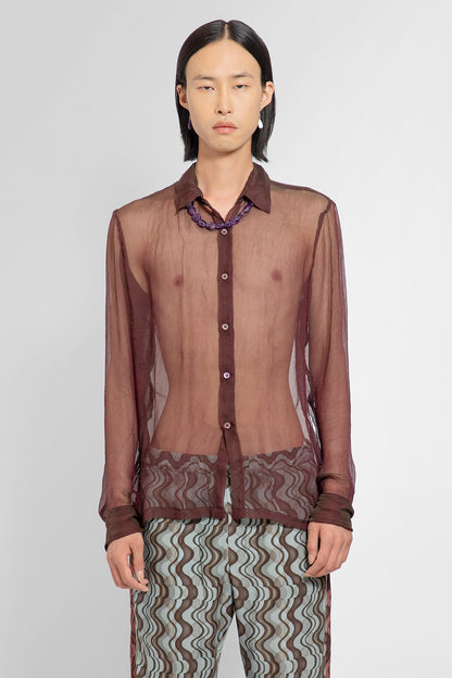 DRIES VAN NOTEN MAN BROWN SHIRTS