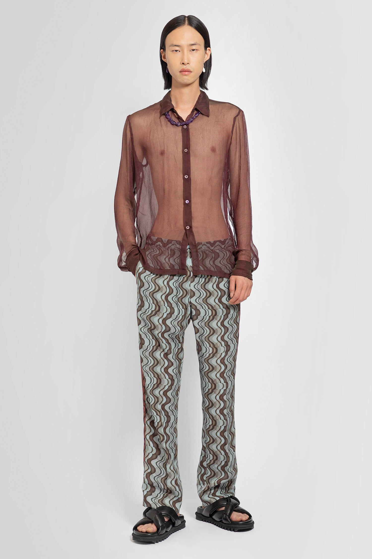 DRIES VAN NOTEN MAN BROWN SHIRTS