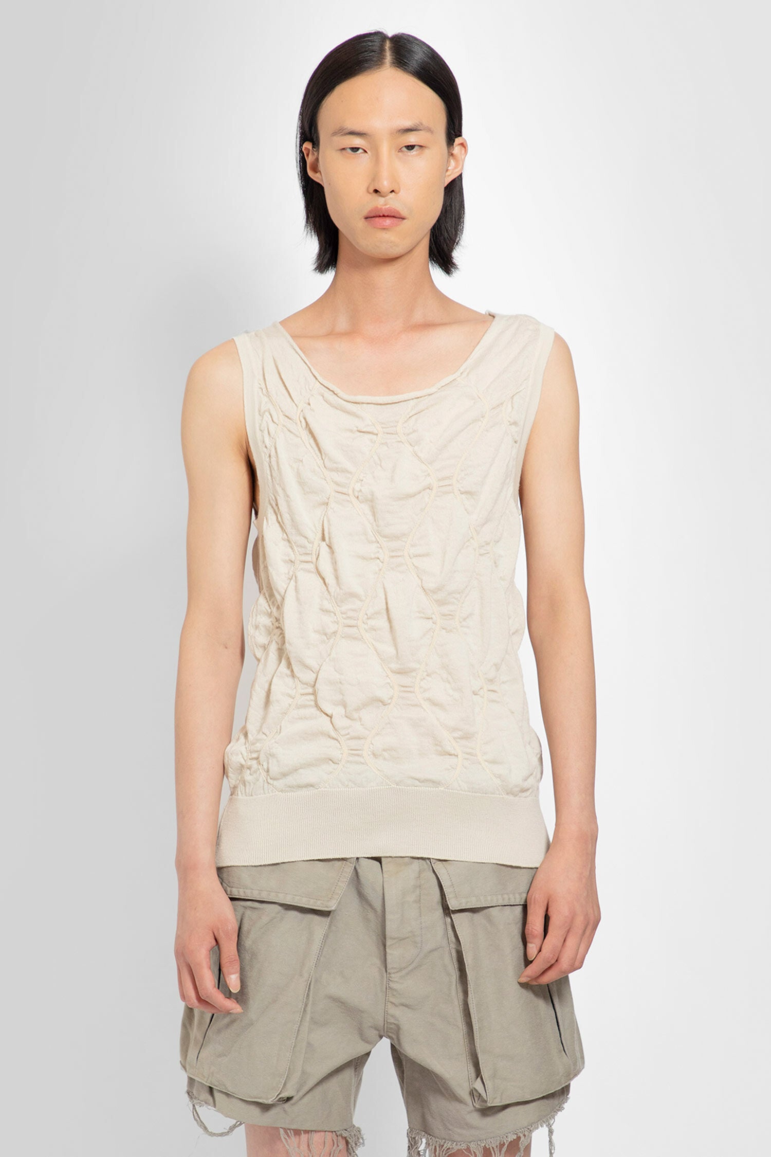 DRIES VAN NOTEN MAN BEIGE T-SHIRTS & TANK TOPS