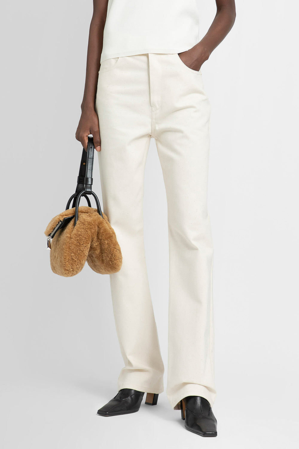 MAX MARA WOMAN OFF-WHITE TROUSERS