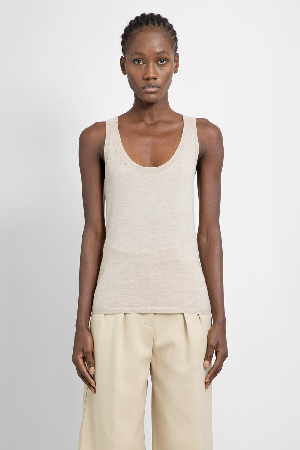 MAX MARA WOMAN BEIGE T-SHIRTS & TANK TOPS