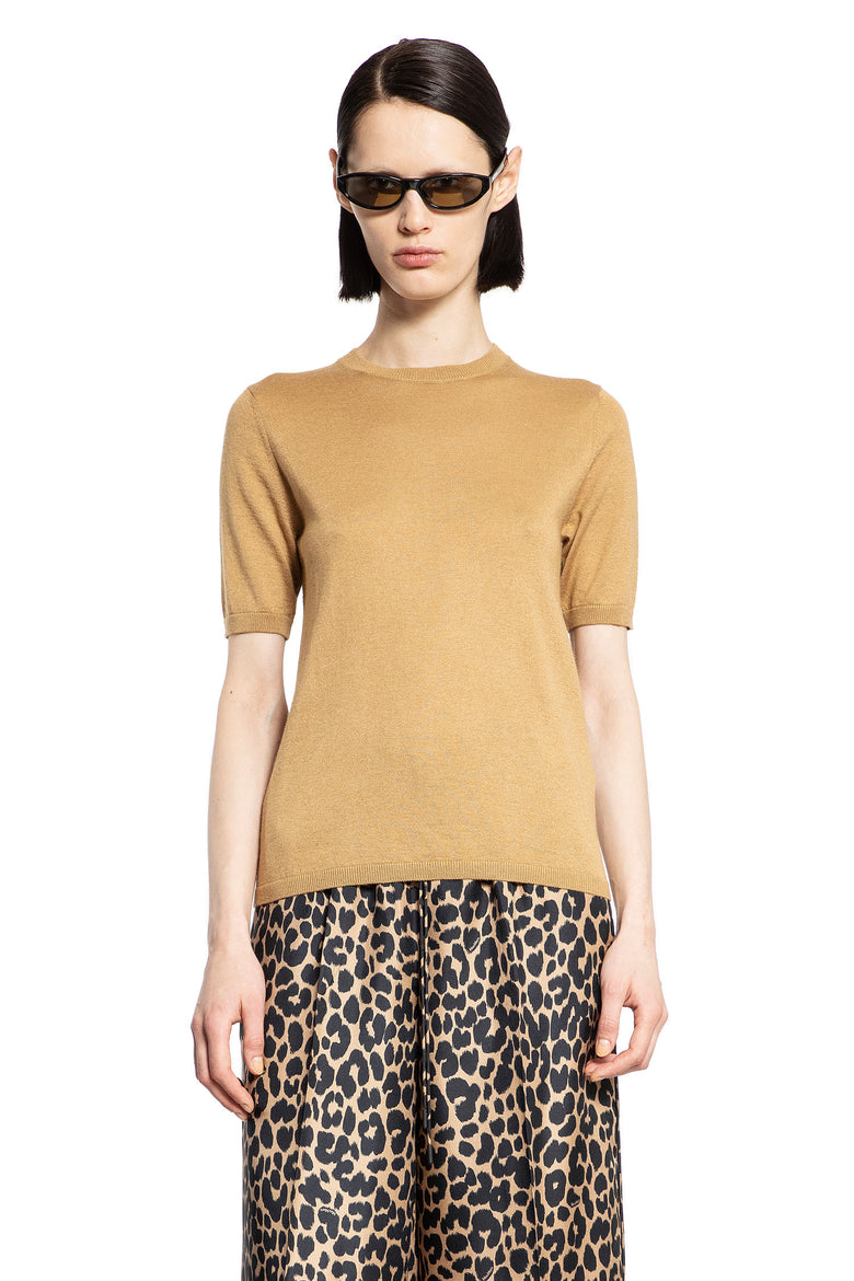 MAX MARA WOMAN BEIGE T-SHIRTS & TANK TOPS