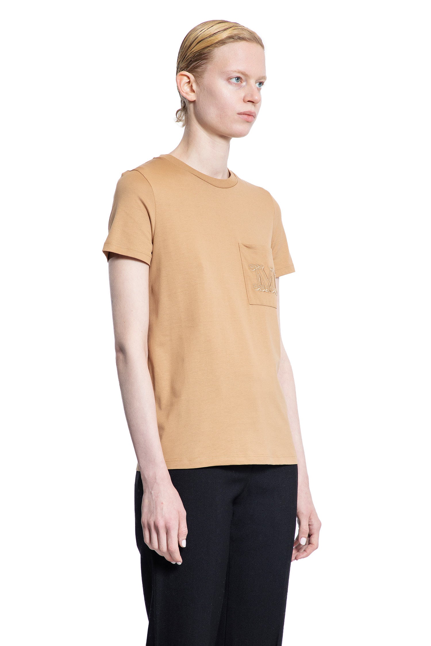 MAX MARA WOMAN BEIGE T-SHIRTS & TANK TOPS