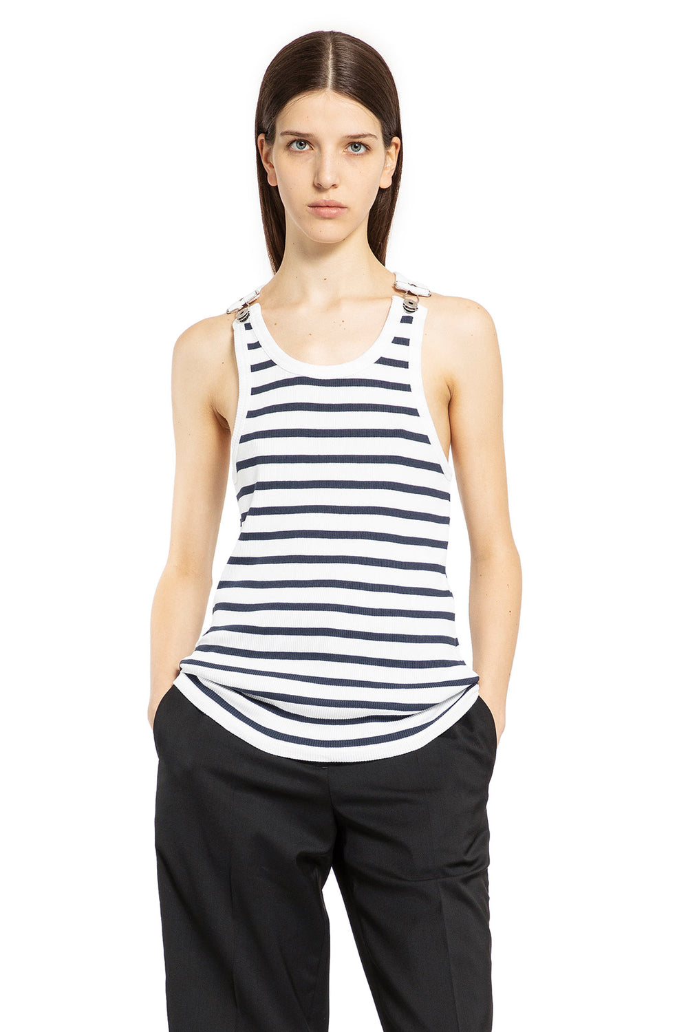 JEAN PAUL GAULTIER WOMAN BLACK&WHITE T-SHIRTS & TANK TOPS