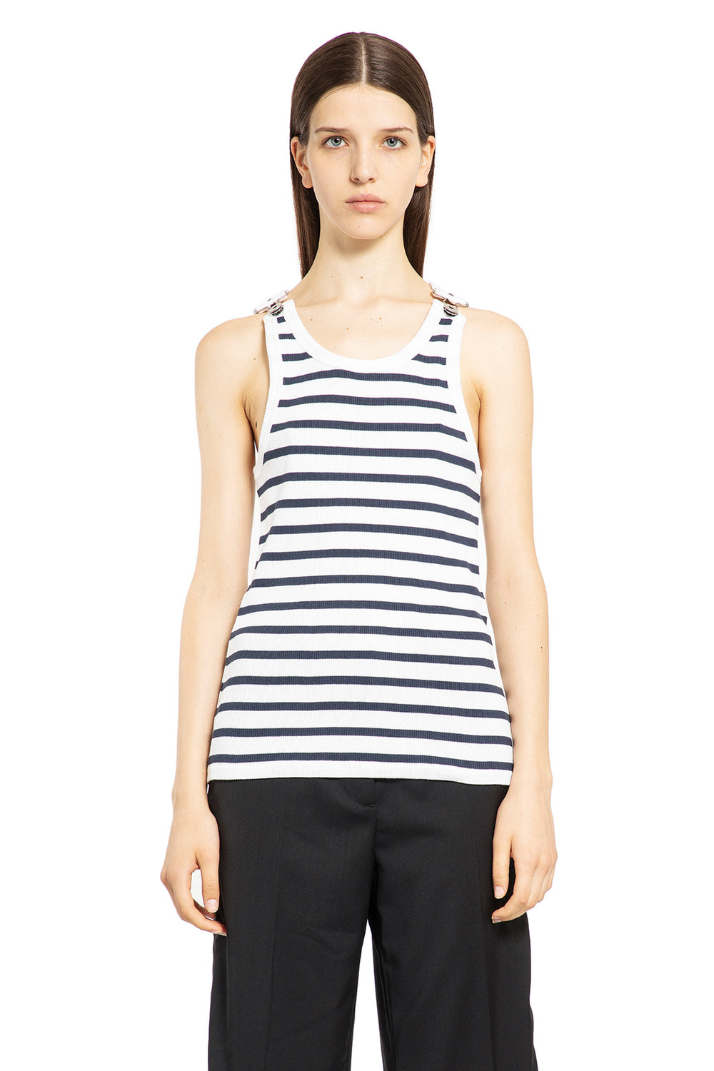 JEAN PAUL GAULTIER WOMAN BLACK&WHITE T-SHIRTS & TANK TOPS