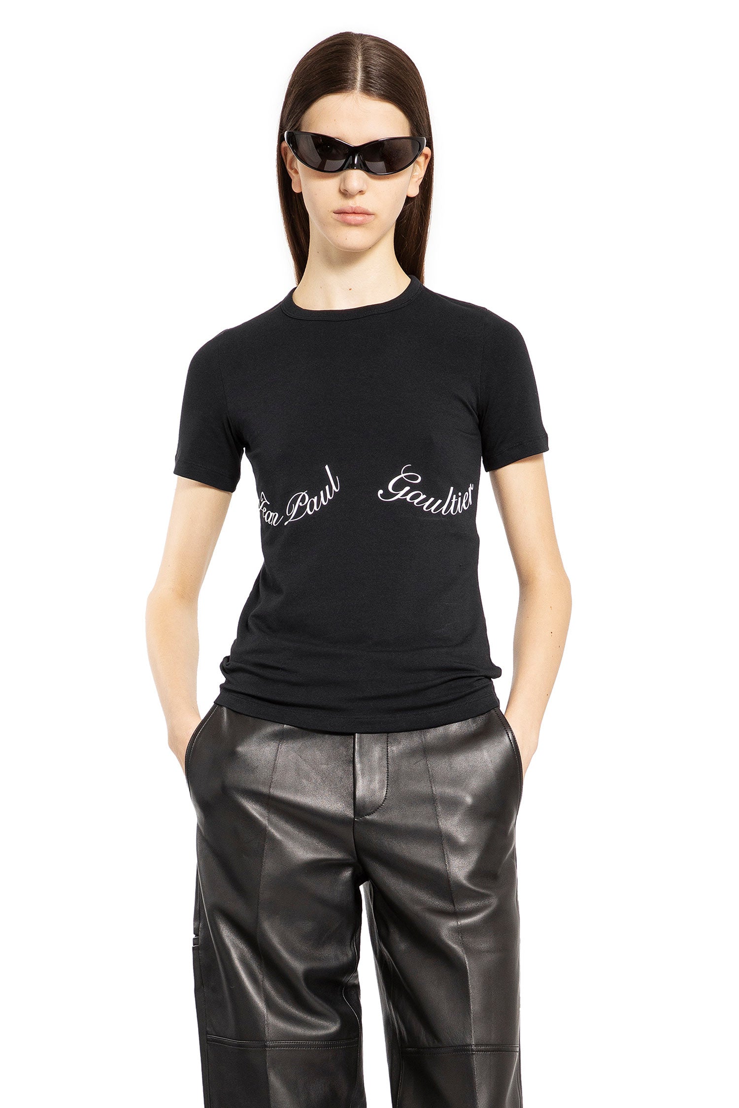 JEAN PAUL GAULTIER WOMAN BLACK T-SHIRTS